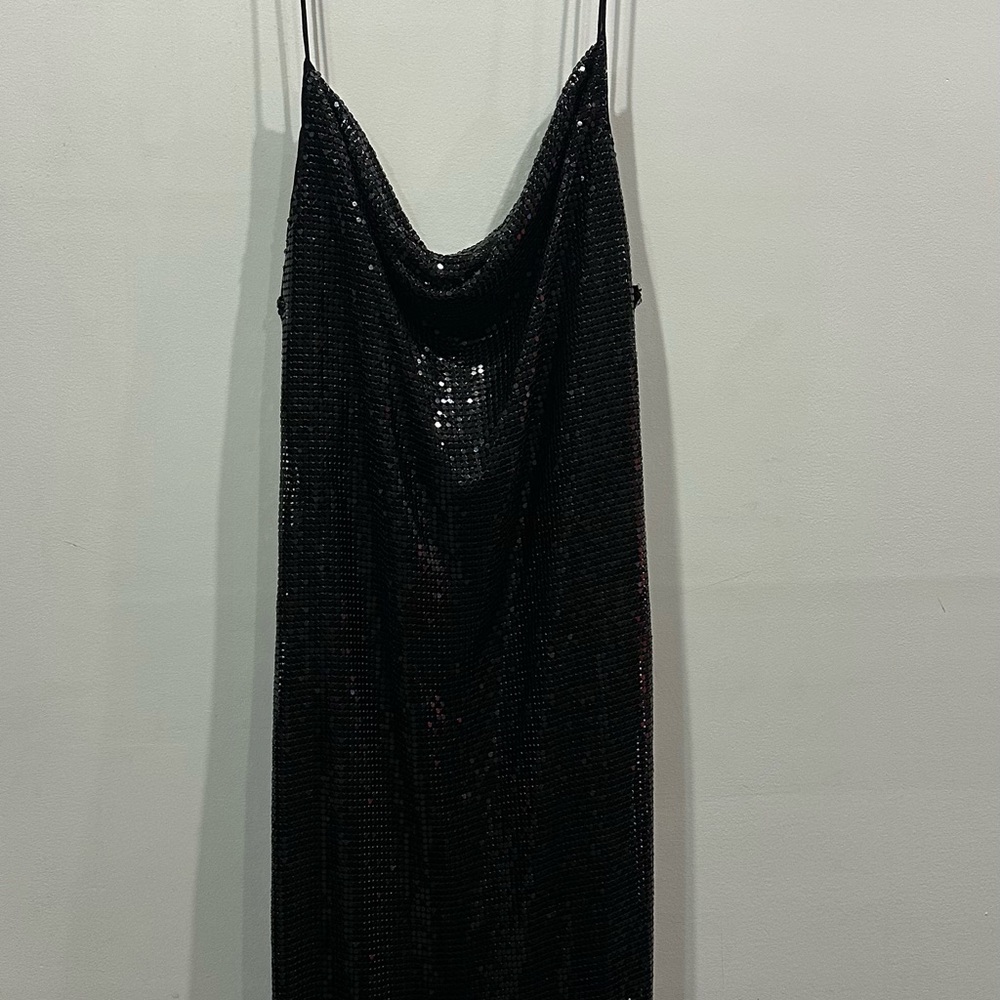 Alice + Olivia Black Sequin Backless Dress